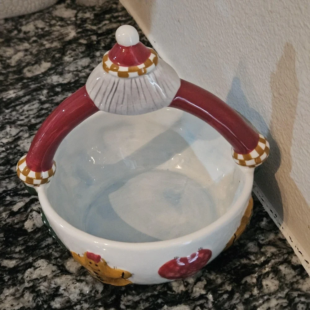 ceramic Santa Claus candy bowl holiday serving‎ dish Palm Tree Co.